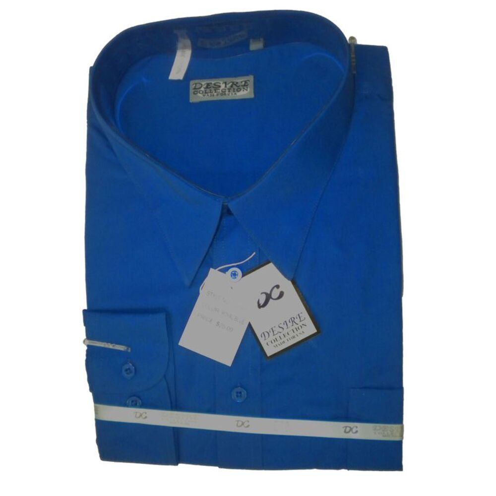 Desire Collection Men's Long Sleeve Classic Fit Pocket Dress Shirt Royal Blue